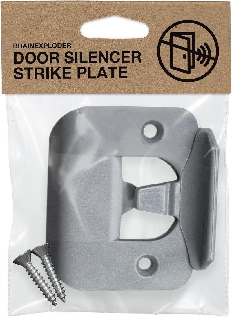 BrainExploder Door Silencer Strike Plate - Flexible, Noise Eliminating Fix for Loud Latches | Fits with No Modifications, Stops Slamming | -20 dB | 4X Quieter | Gray/Single - Image 1